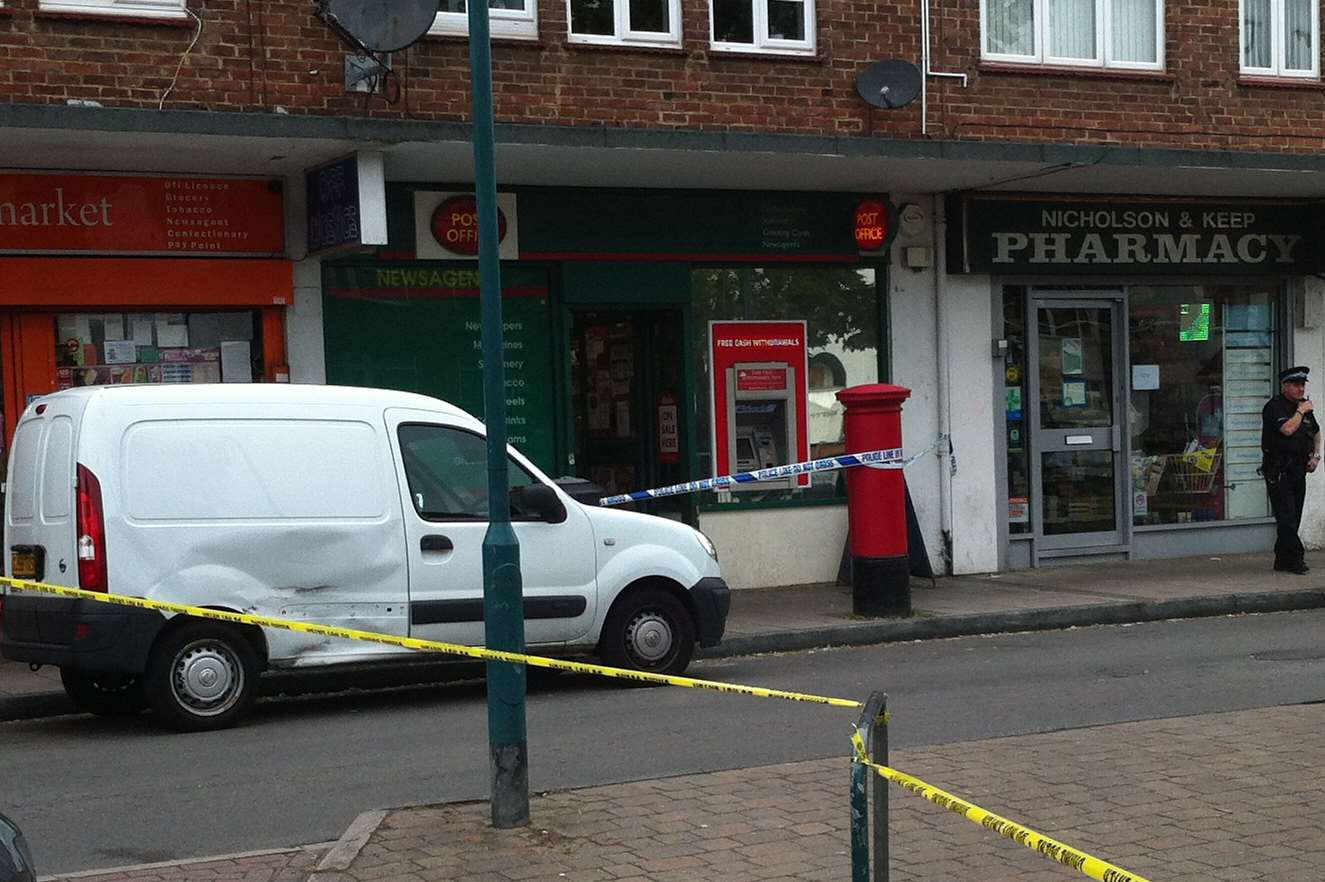 Police cordon outside Post Office in Valley Drive, Gravesend