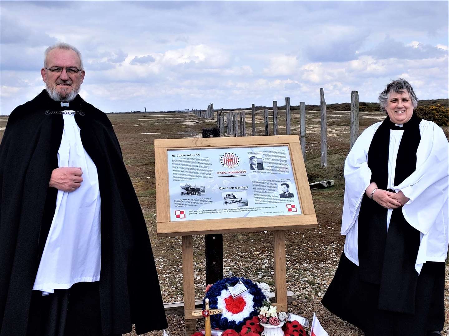 The Vicar of Lydd, Chris Maclean, and his curate, Jacky Darling, unveiled the new plaque. Photo: EDF