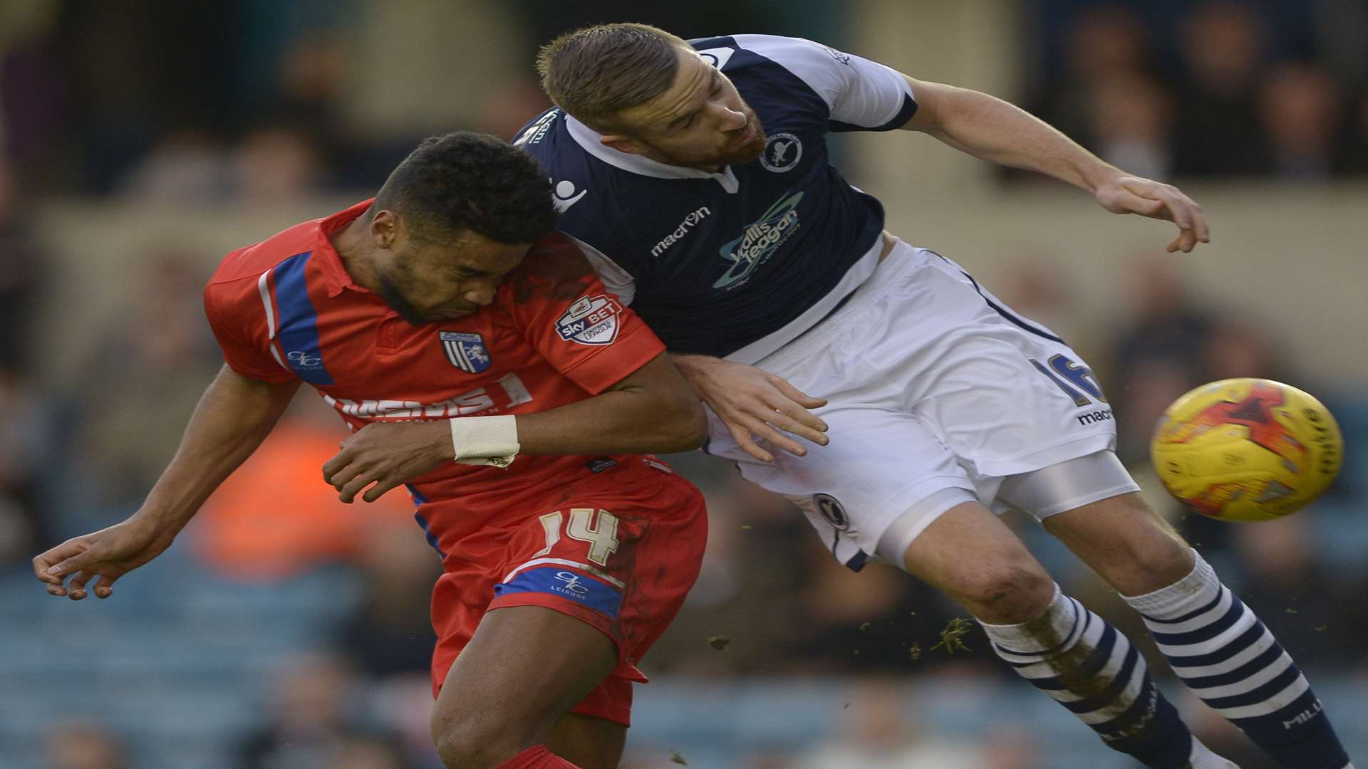 Dominic Samuel scores for Gills at Millwall last month.