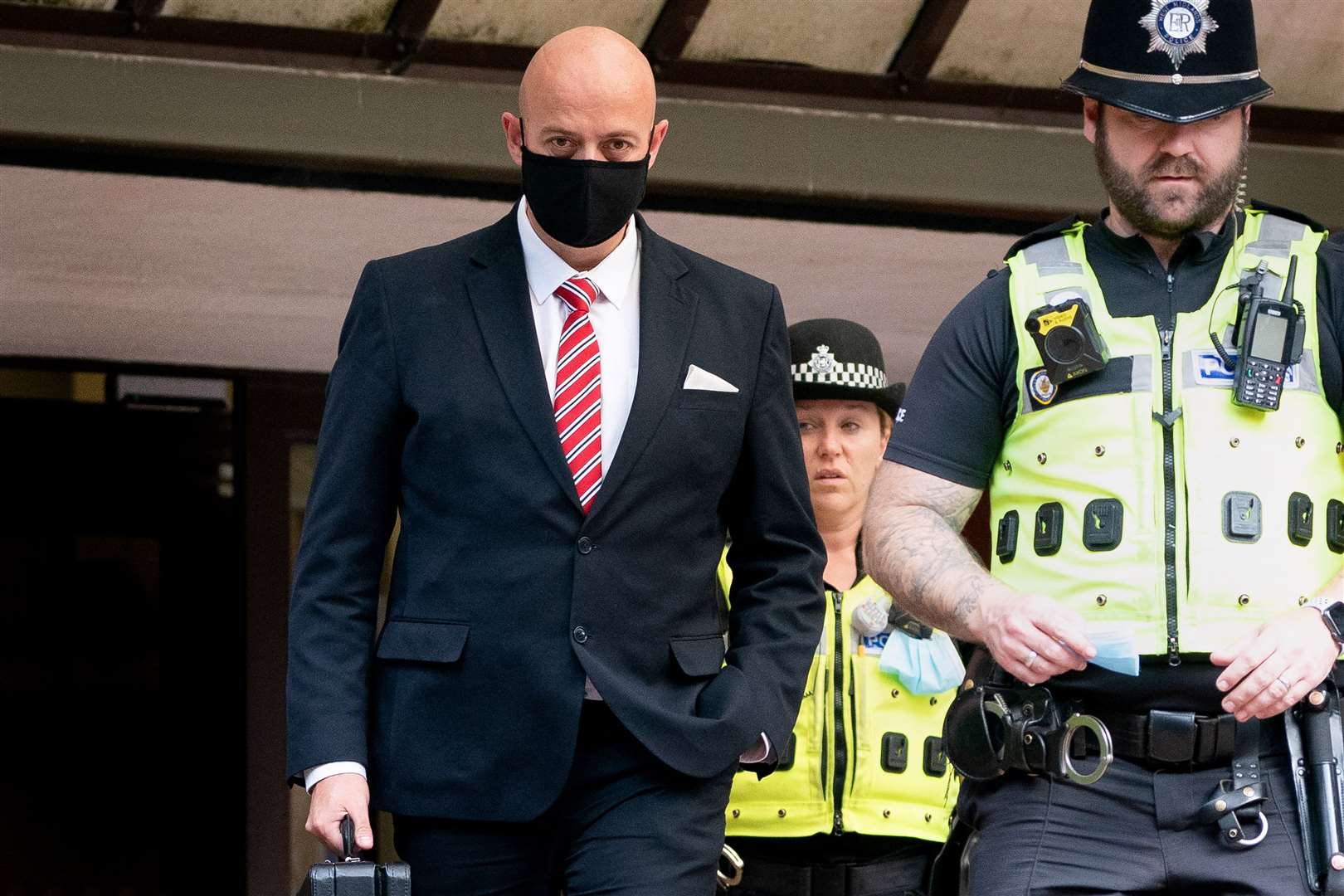 Former West Mercia Police constable Benjamin Monk is pictured leaving court prior to his sentencing (Joe Giddens/PA)