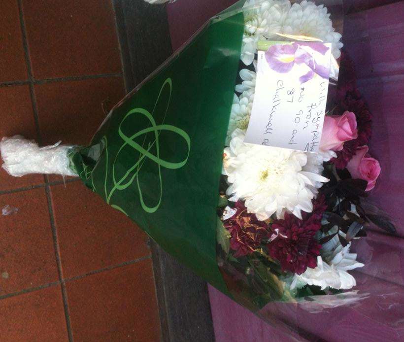 Flowers left at Mrs Hall's home