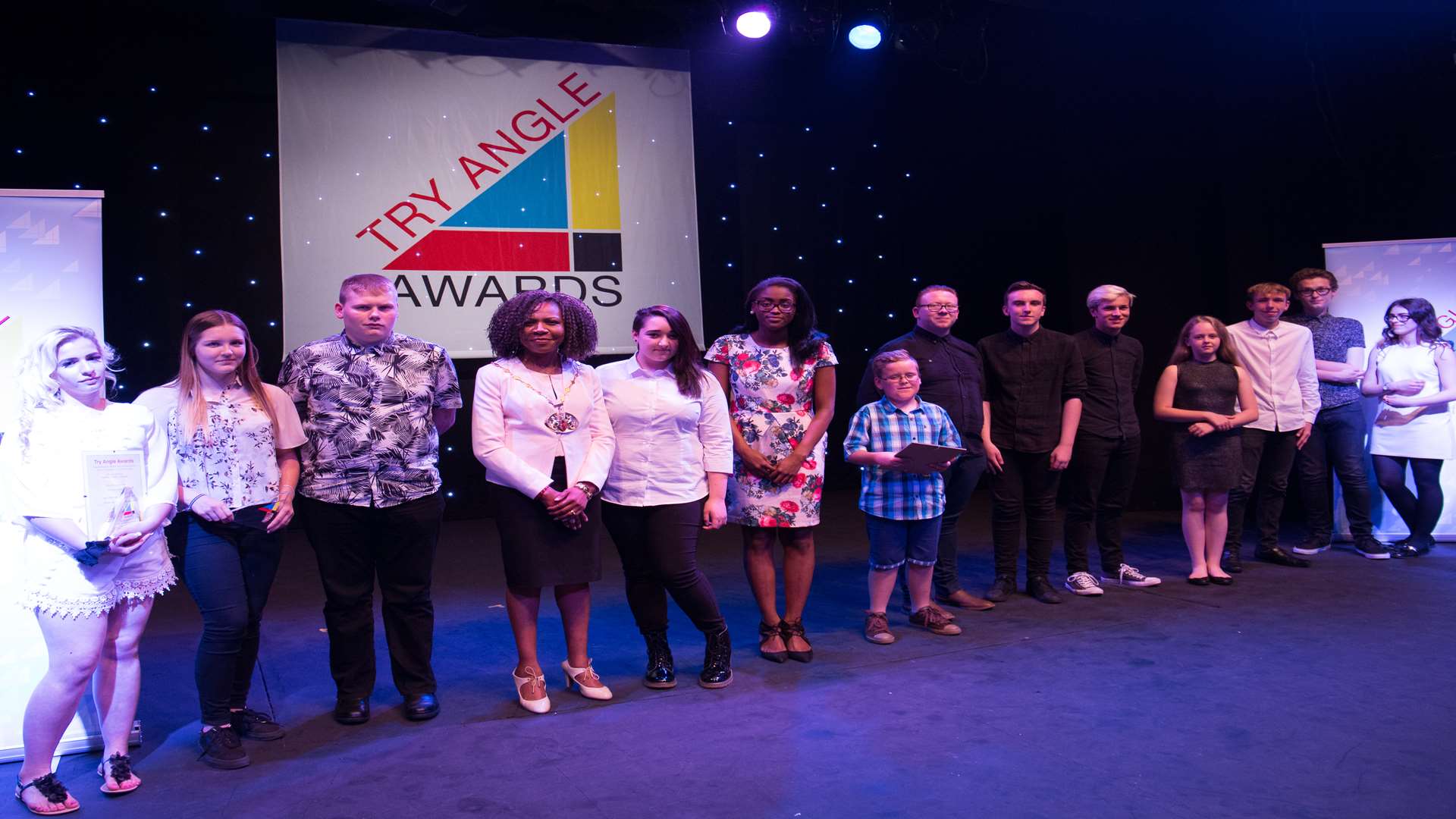 The winners of the Medway Try Angle Awards 2016 with Deputy Mayor Gloria Opara