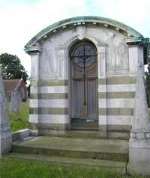 A close up of the mausoleum in which the obelisks can just be seen