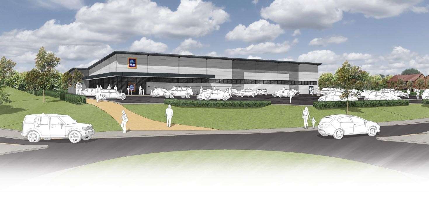 Artist's impression of the proposed Aldi in Faversham. Picture: West Hart Partnership (10744074)