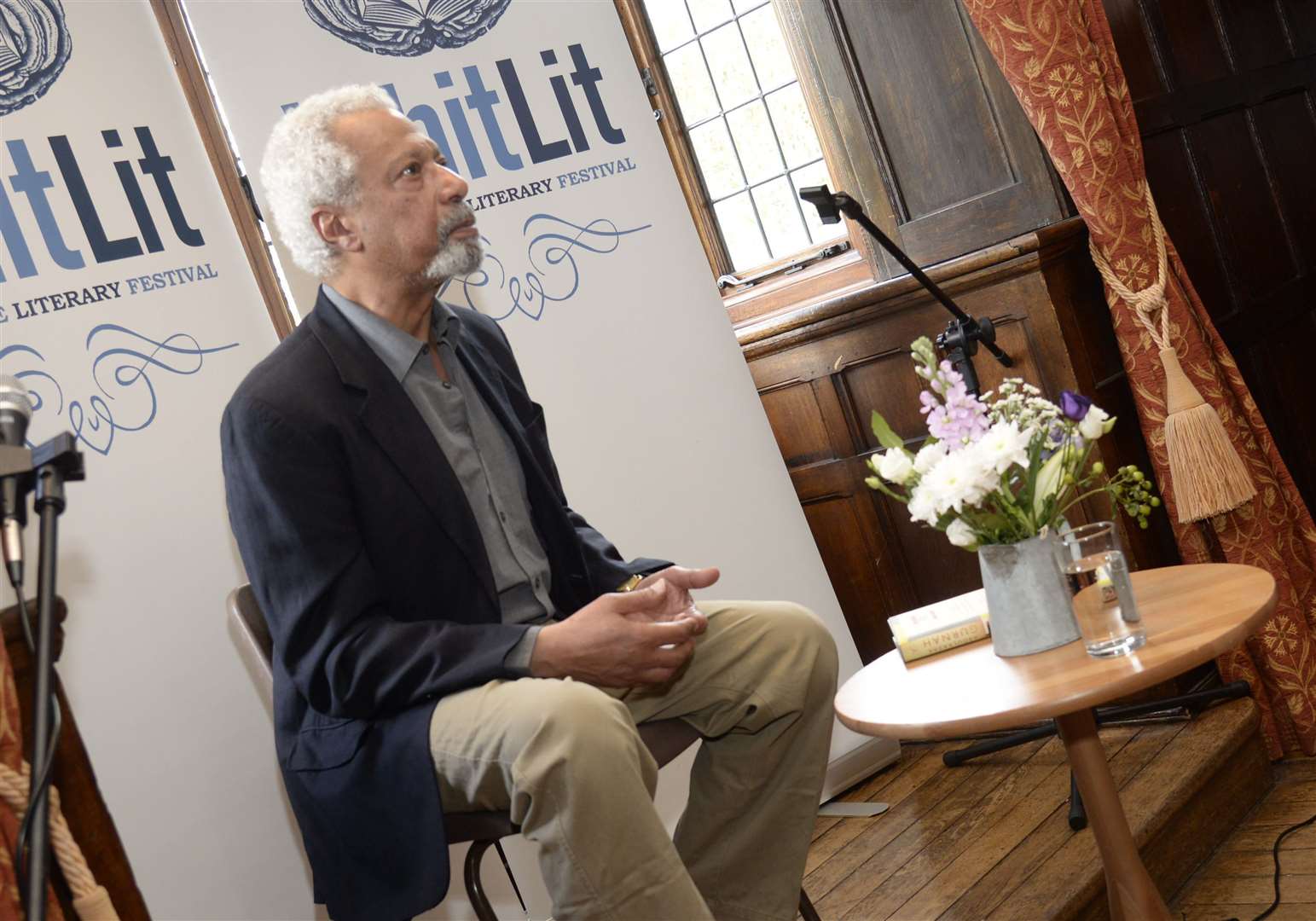 Gurnah talking about his book Gravel Heart at Whitstable Castle, during the 2017 WhitLit festival. Picture: Chris Davey