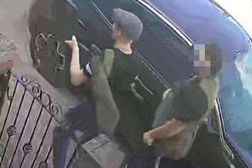 Two men have been caught on CCTV walking around Teynham, Sittingbourne, with an air rifle