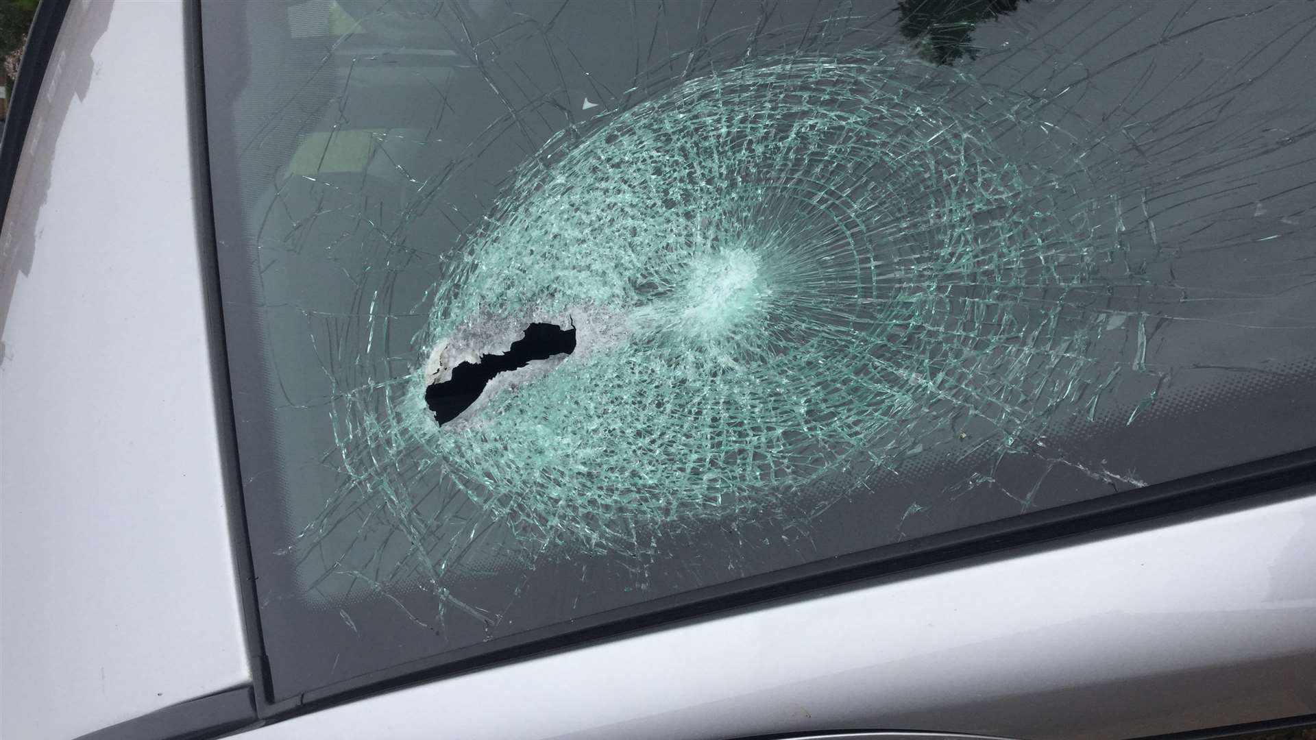 Jennie Ivinson's smashed windscreen