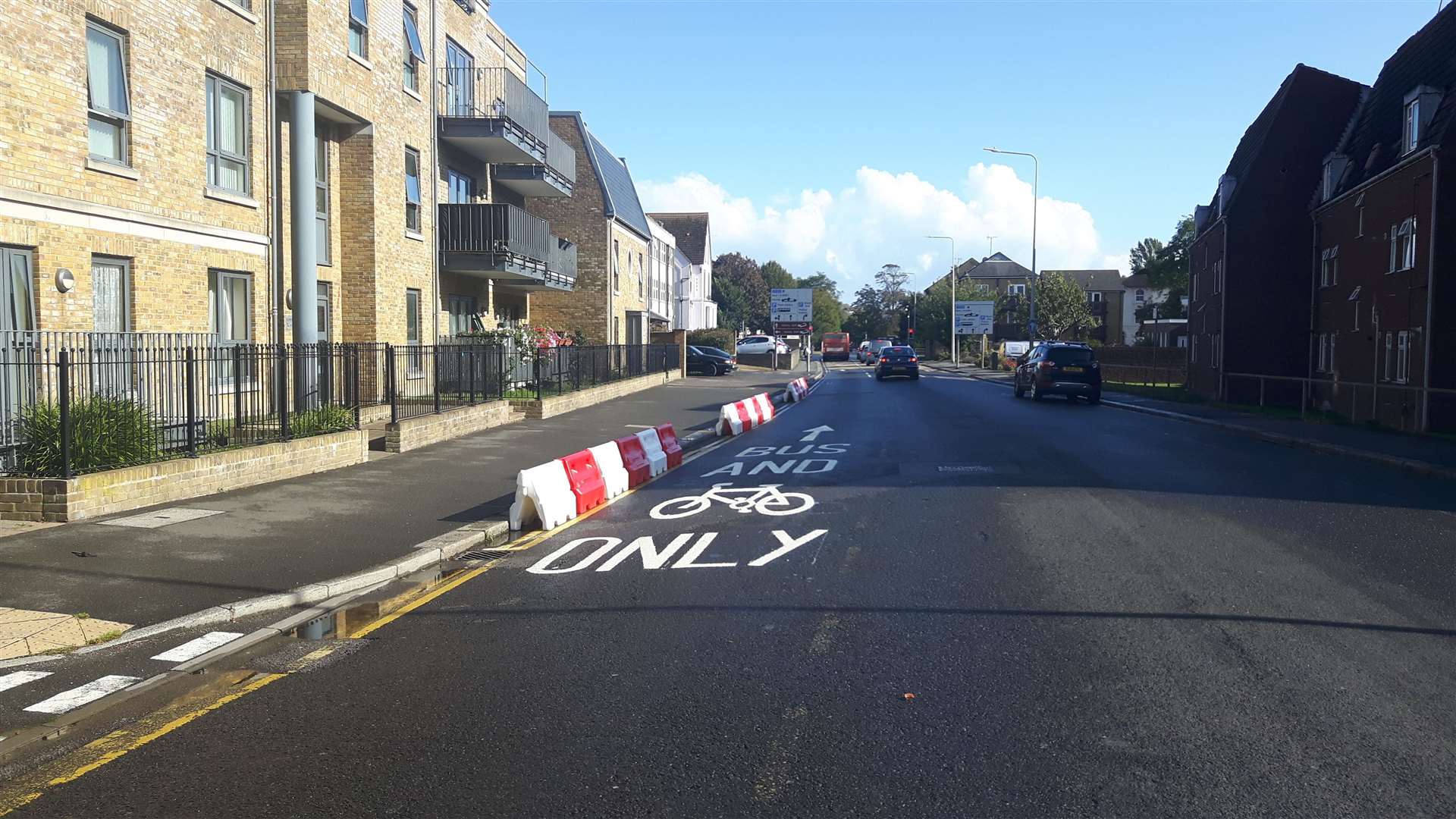 The bus and cycle lane along Maison Dieu Road has been scrapped