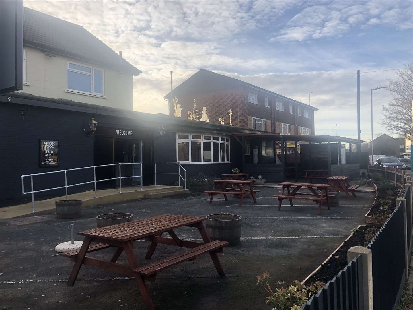 Outside The Rainham Arms as it gets ready for a Christmas market at the weekend