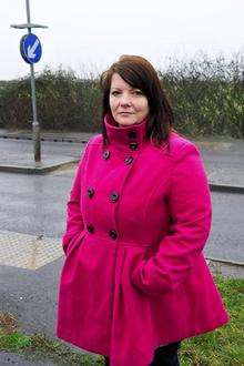 Bernie Robinson in Lower Road, Minster, where she is campaigning for safety measures