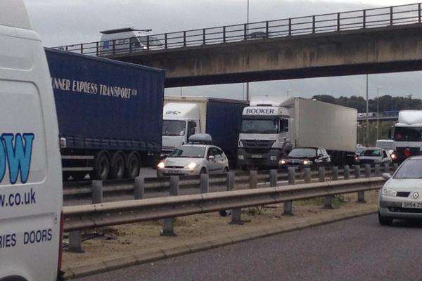 Traffic gridlock after the M25 crash. Picture: Kent Police Roads
