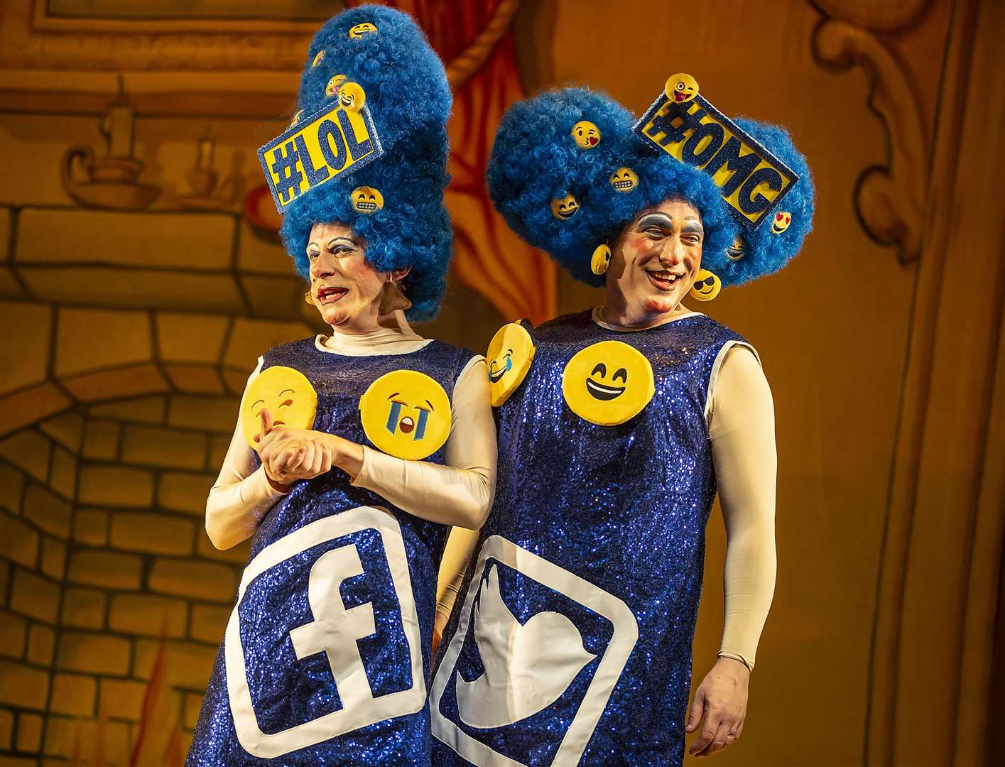 Lloyd (left) in action with Ben Roddy in the Marlowe Theatre panto