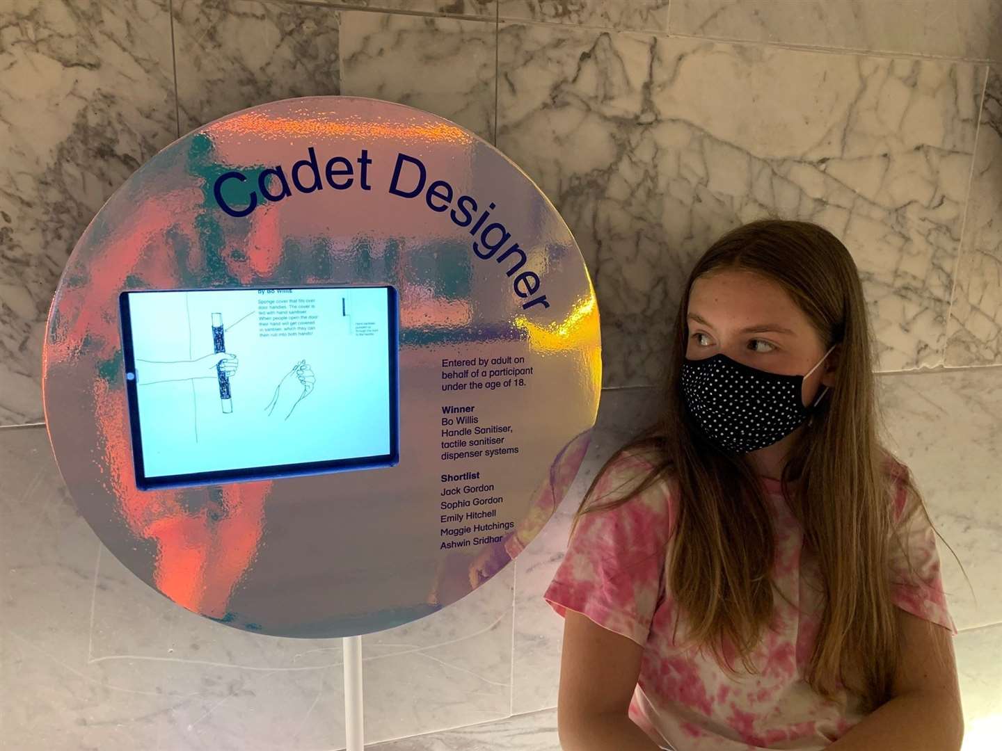 Bo Willis with her design on display at the Design Museum in London
