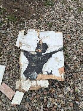 The remains of the Herne Bay Banksy was pieced together yesterday