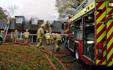 Fire at Bridge House in Green Hill, Barham