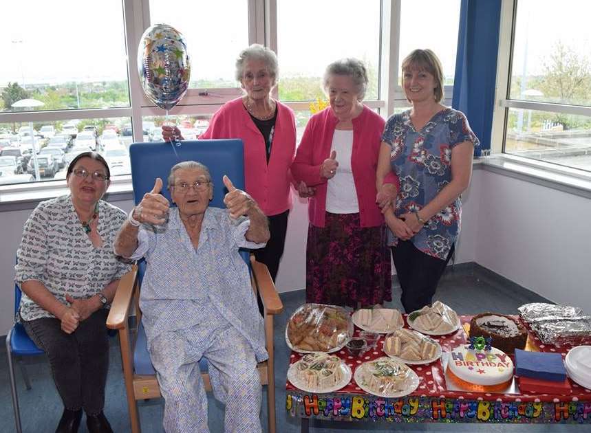 Walter Jones, from Wilmington, celebrated his 101st birthday on Linden Ward at Darent Valley Hospital