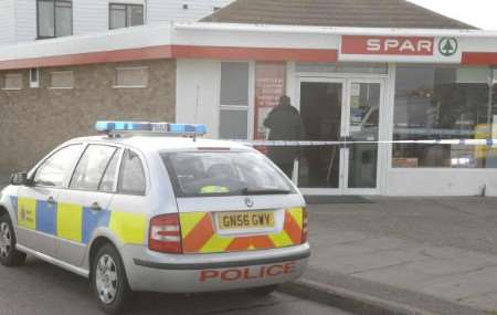 Police cordon off the Spar supermarket in Tankerton after the early morning burglary. Picture: Chris Davey