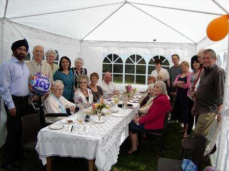 Mina Pettey’s 100th birthday party in Minster in 2010
