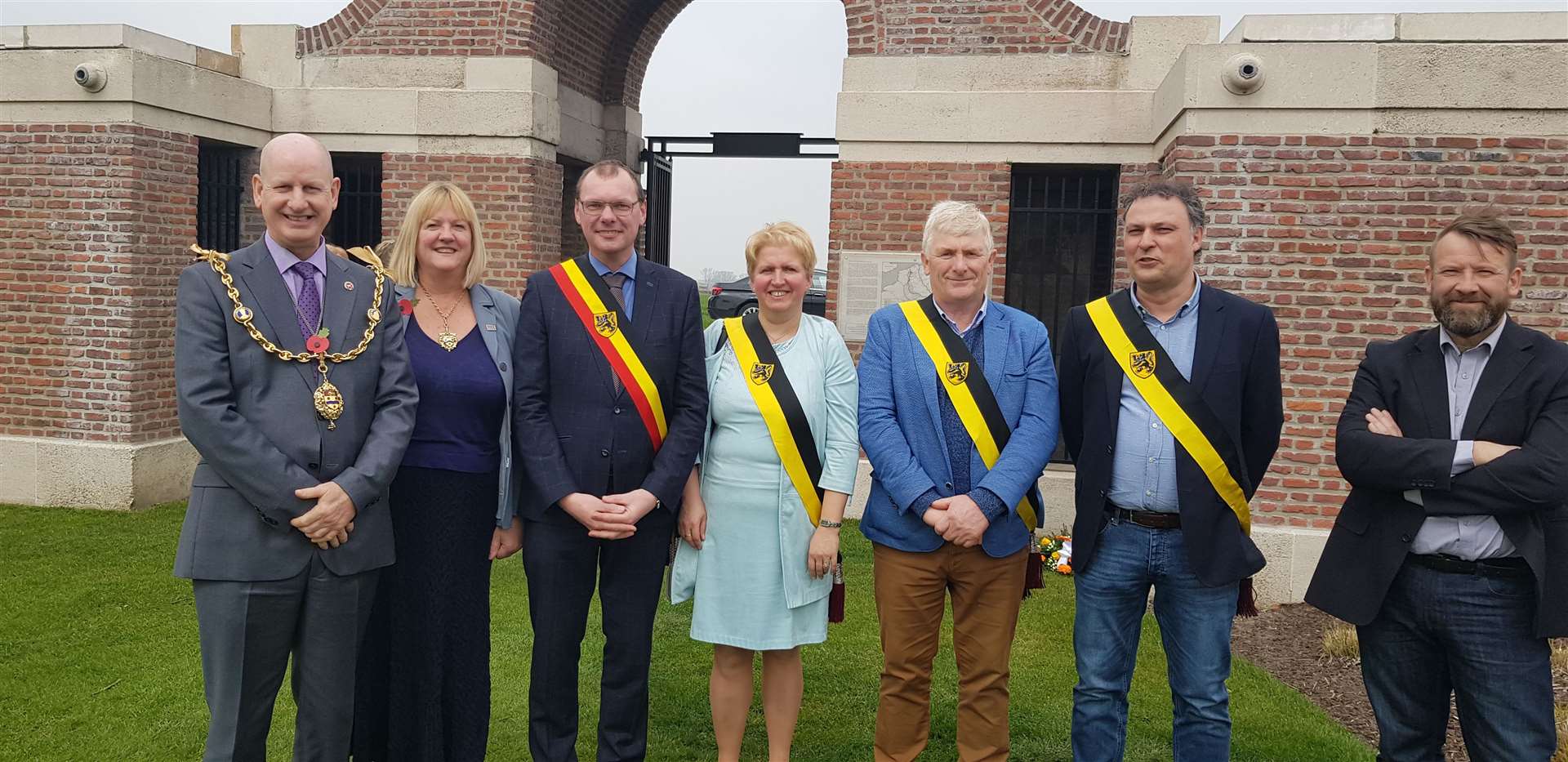 The Mayor of Maidstone meets Belgian civic officials at the Menin Gate