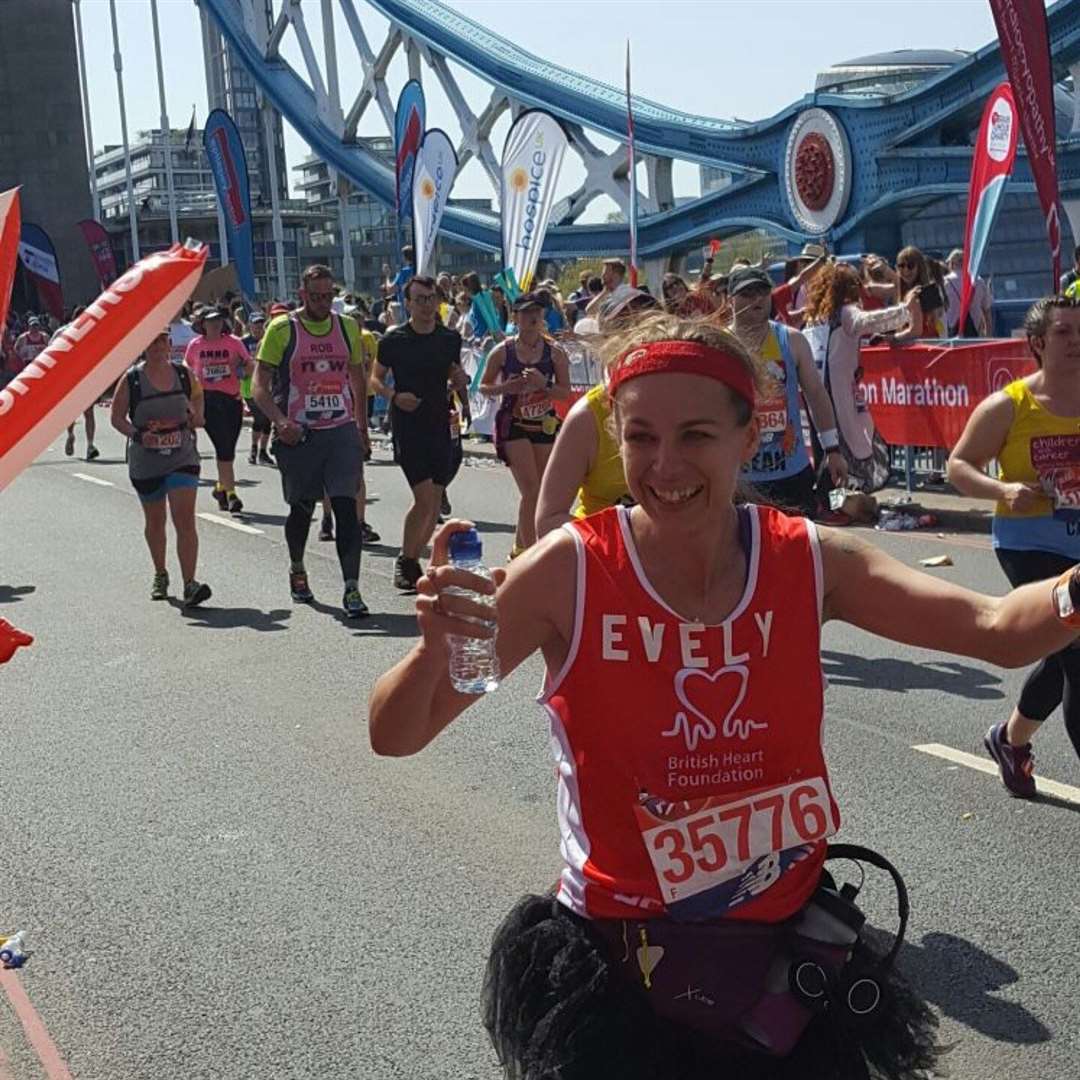 Evelyn Dalton completing last year's London Marathon