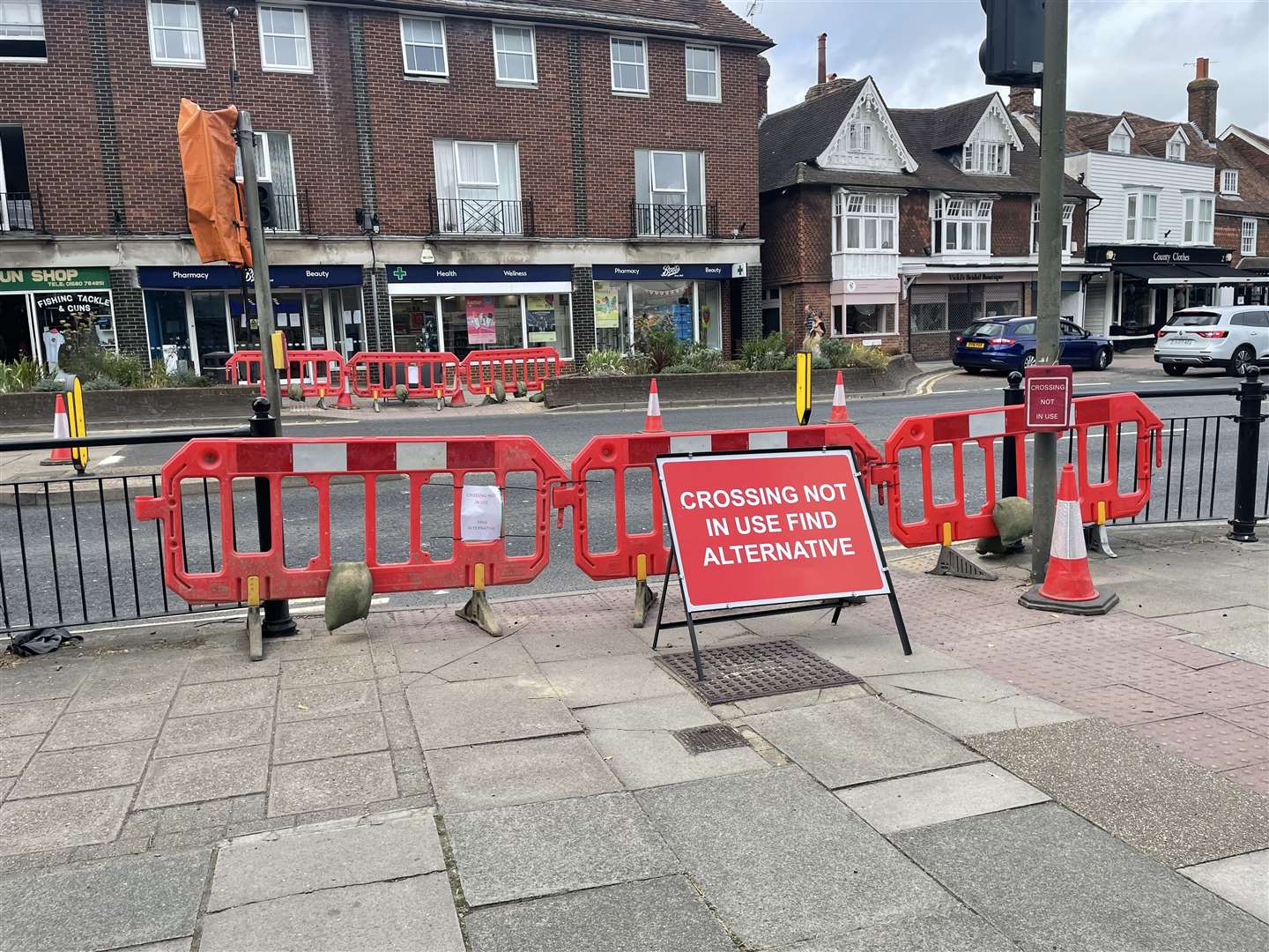 The crossing between Boots and M&Co in Tenterden has been closed