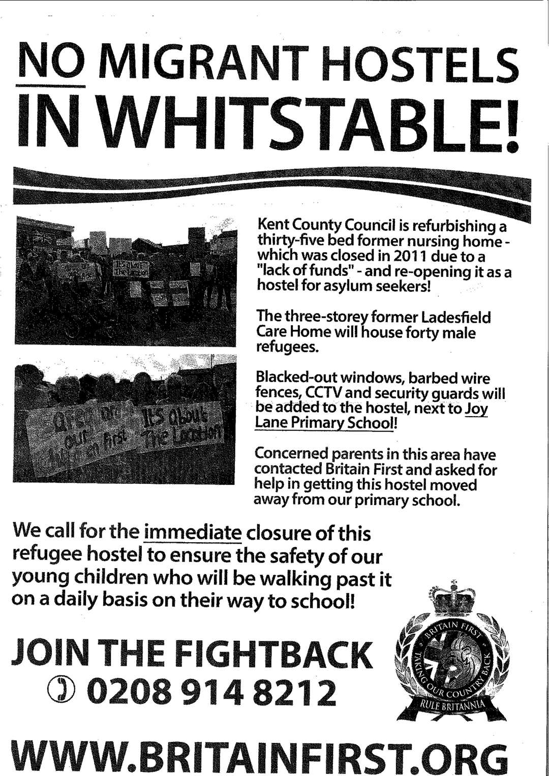 Britain First handed this leaflet out in Whitstable at the weekend