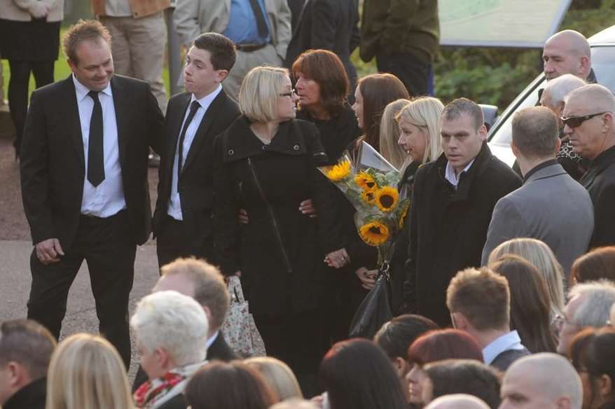 Haydyn Vintiner's son is second from left at his funeral