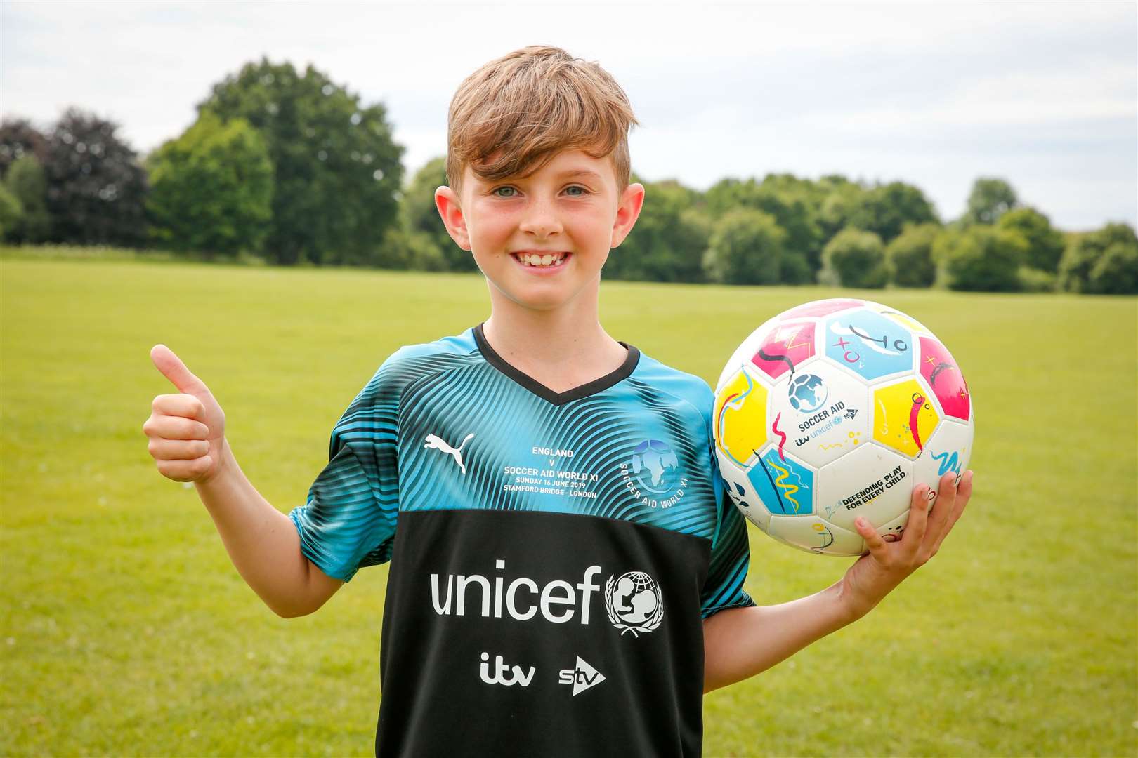 Humphrey Hamilton-Barnes, seen here aged 8, organised a charity football match in 2019. Picture: Matthew Walker
