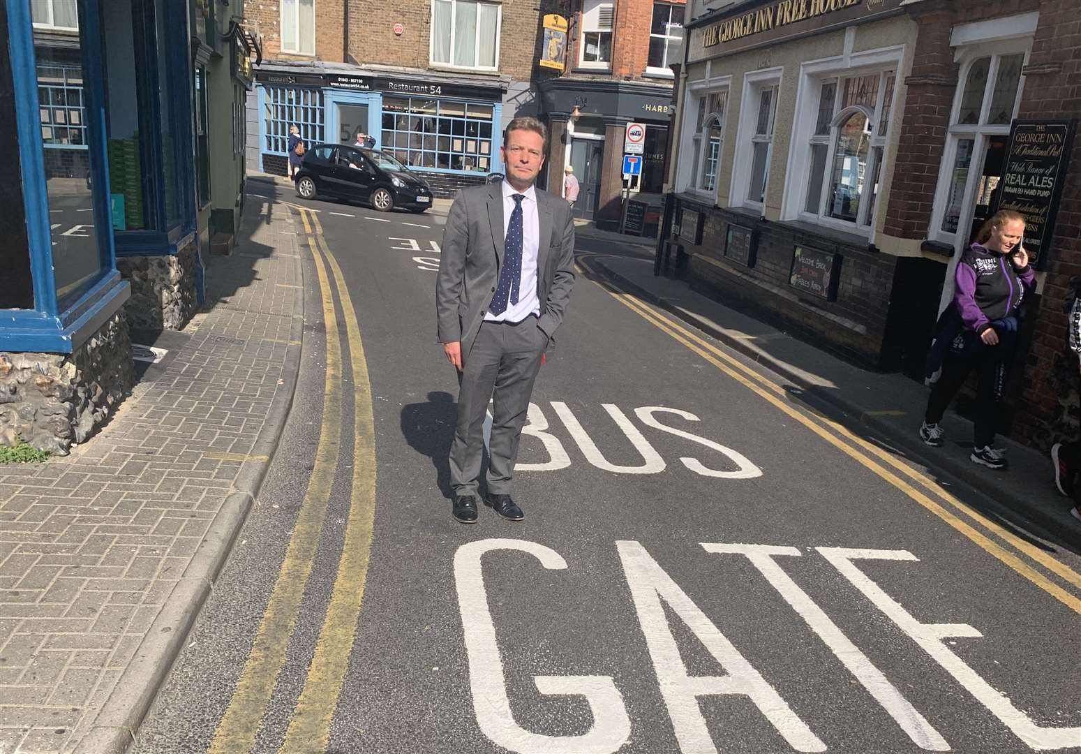 Craig Mackinlay MP in Albion Street, Broadstairs