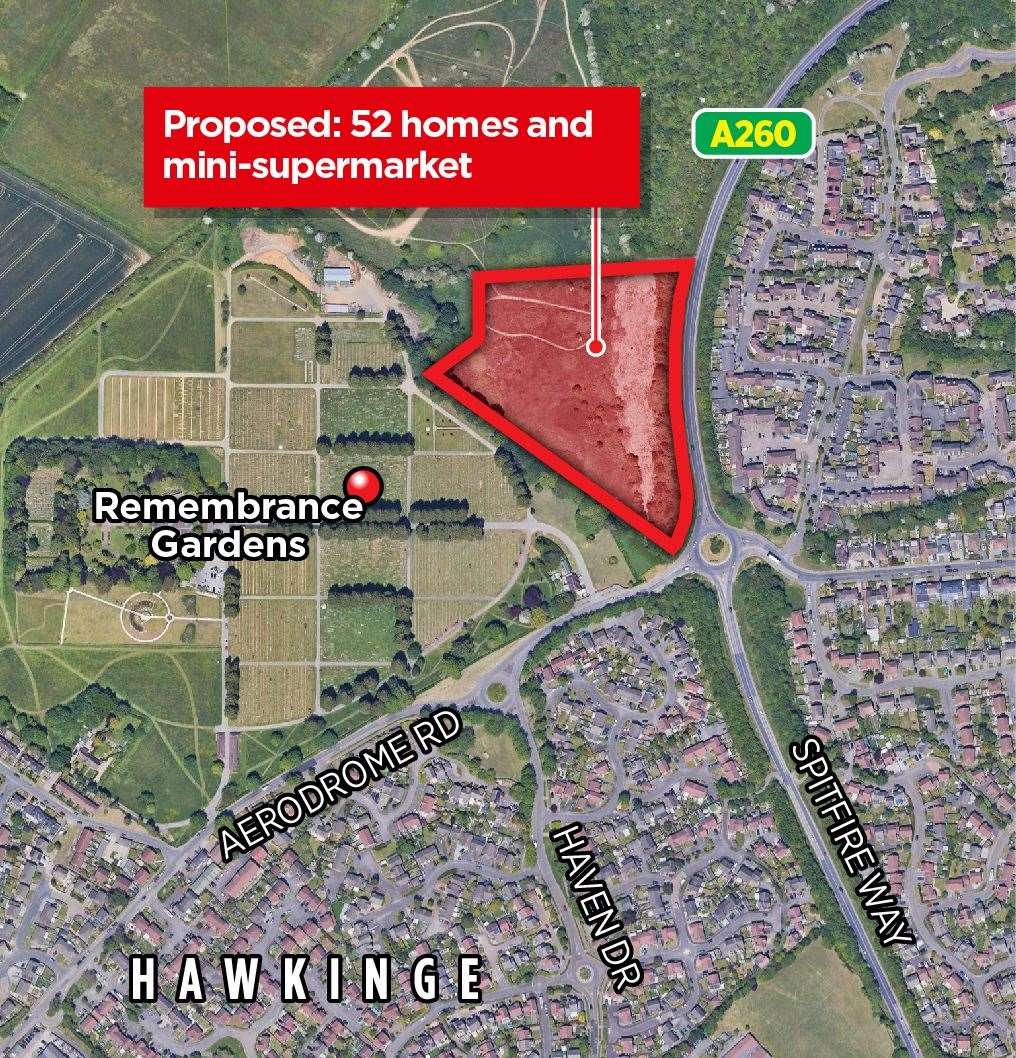 Plans have been submitted for 52 homes and a mini supermarket on land at the junction of Aerodrome Road and Spitfire Way, Hawkinge
