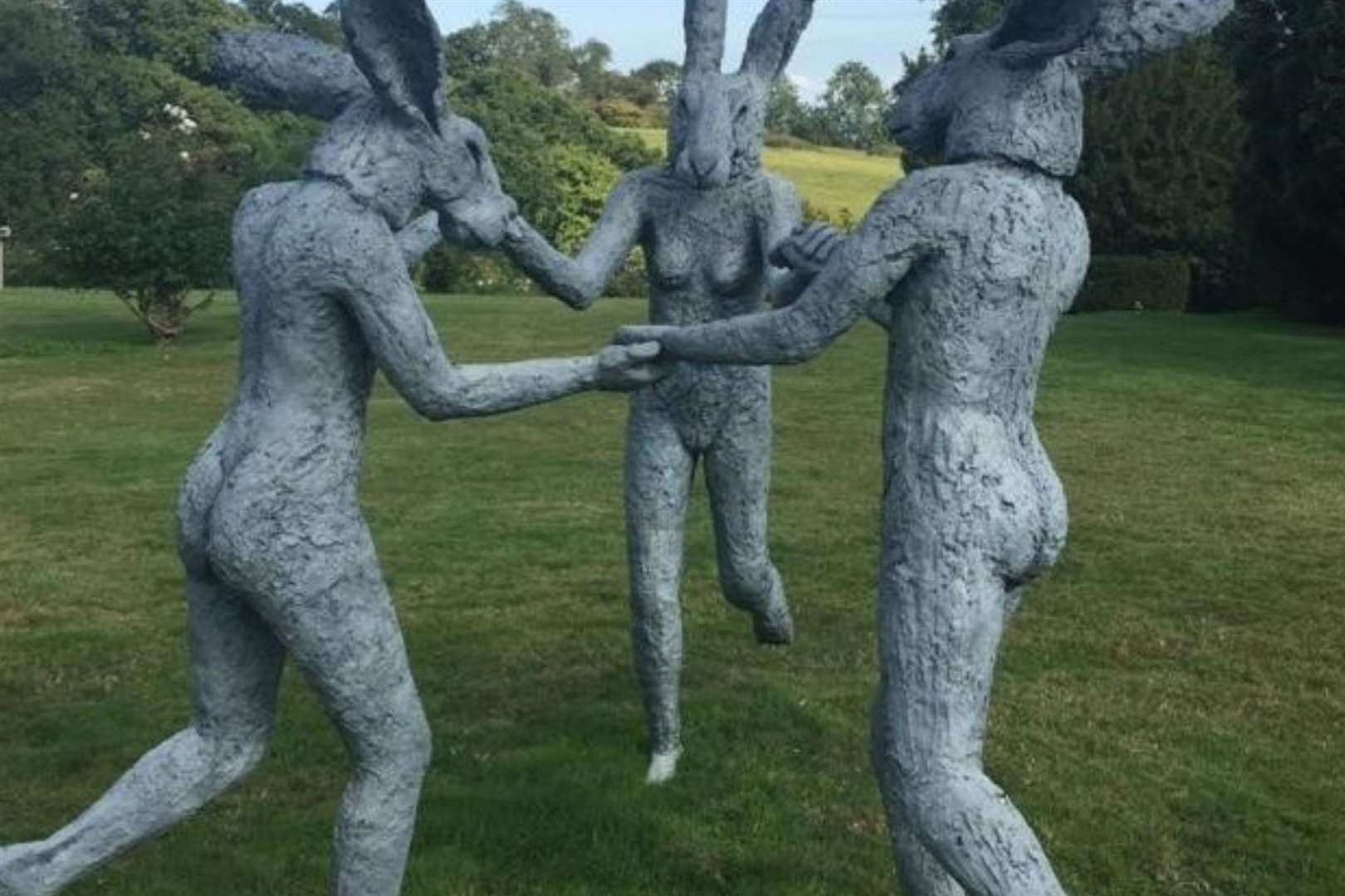 The three rabbit statues were taken from a garden in Wittersham. Photo: Kent Police