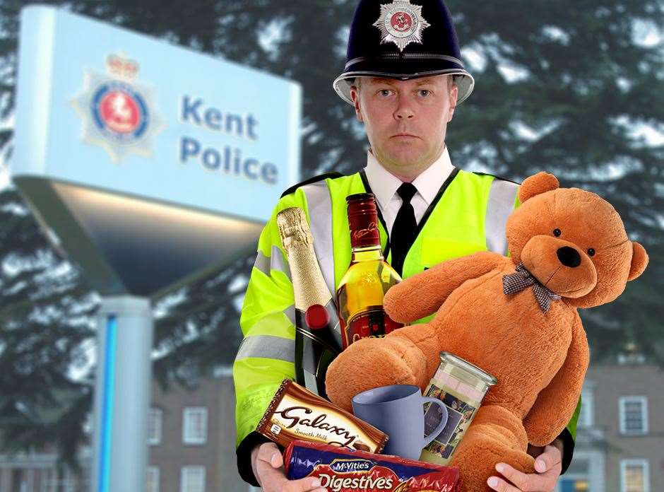 Alcohol, teddy bears, chocolate and a scented candle are just some of the items which have been given to police officers by grateful members of the public