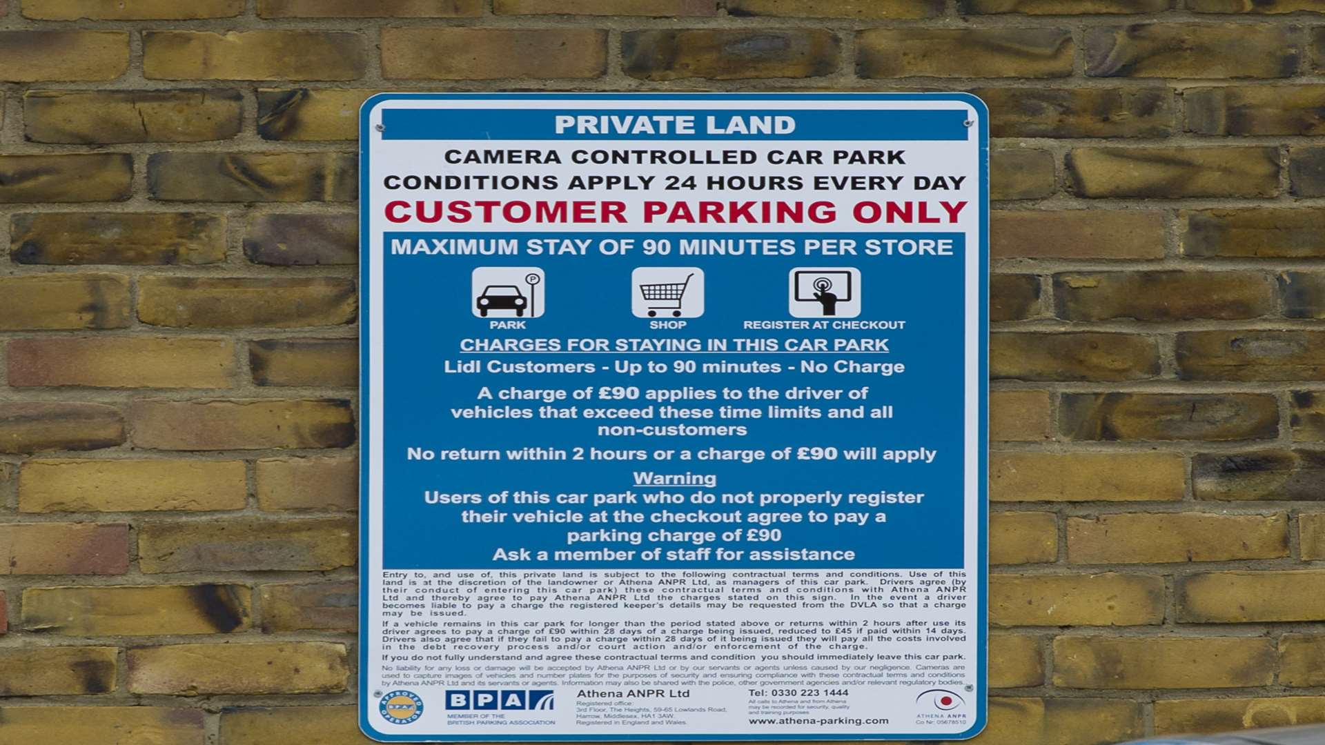 A sign showing the controversial parking charges