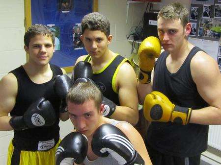 Back from left, Invicta Boxing Club's Mickael Seymour, 19, Josh Seymour, 17, Roy Lyons, 27 and, front, Jamie Condon, 24