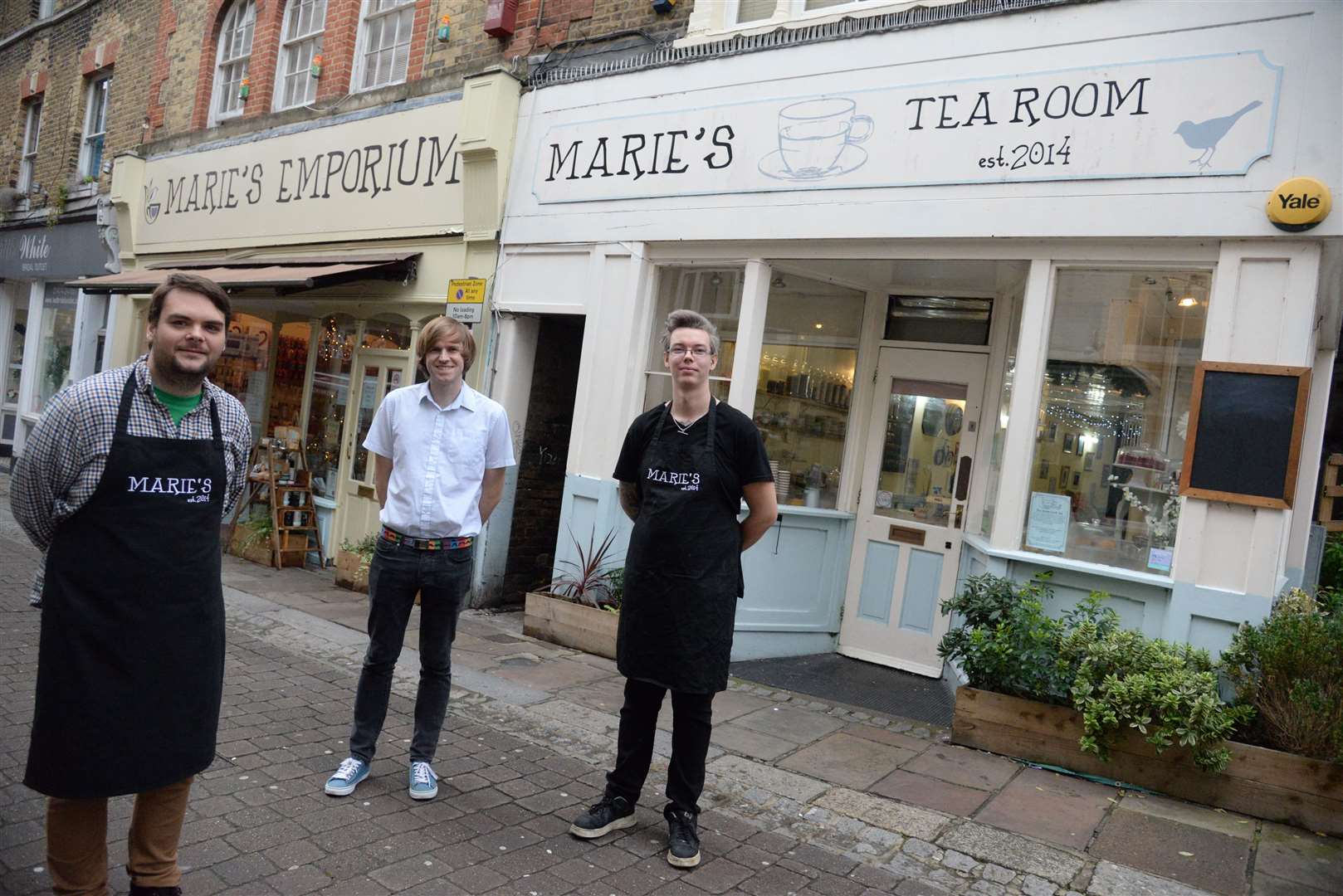 Marie's Tea Room owner Graham Broadbent with Greg Thompson and Lee Plumridge Picture: Chris Davey