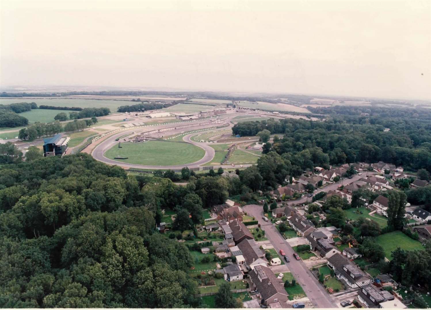 The view of Brands Hatch in 1992 and the neighbouring village of West Kingsdown