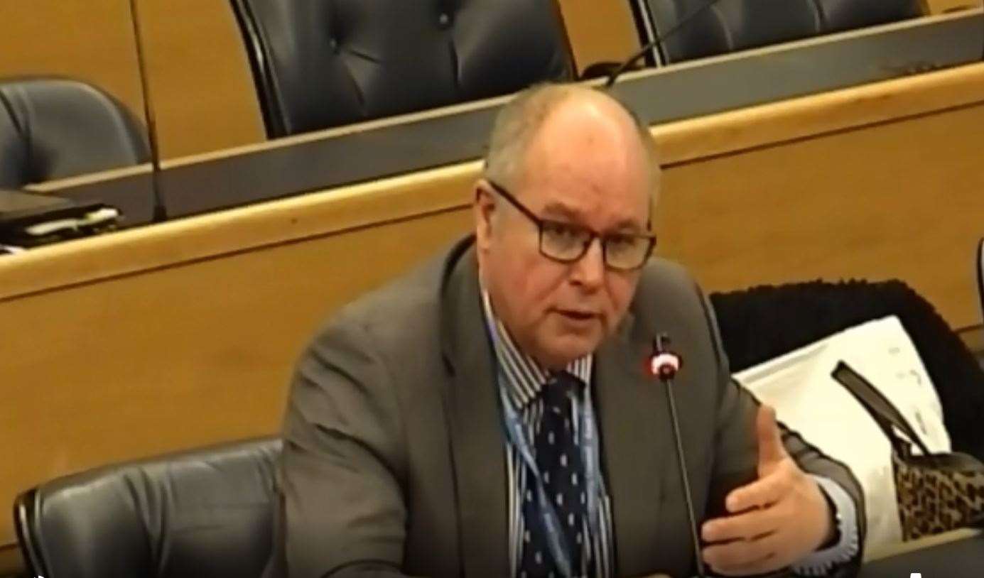 Swale county councillor John Wright backed calls for the decision to close Sittingbourne's Frank Lloyd dementia unit to be sent to the Health Minister Matt Hammond. Picture: Kent County Council webcast