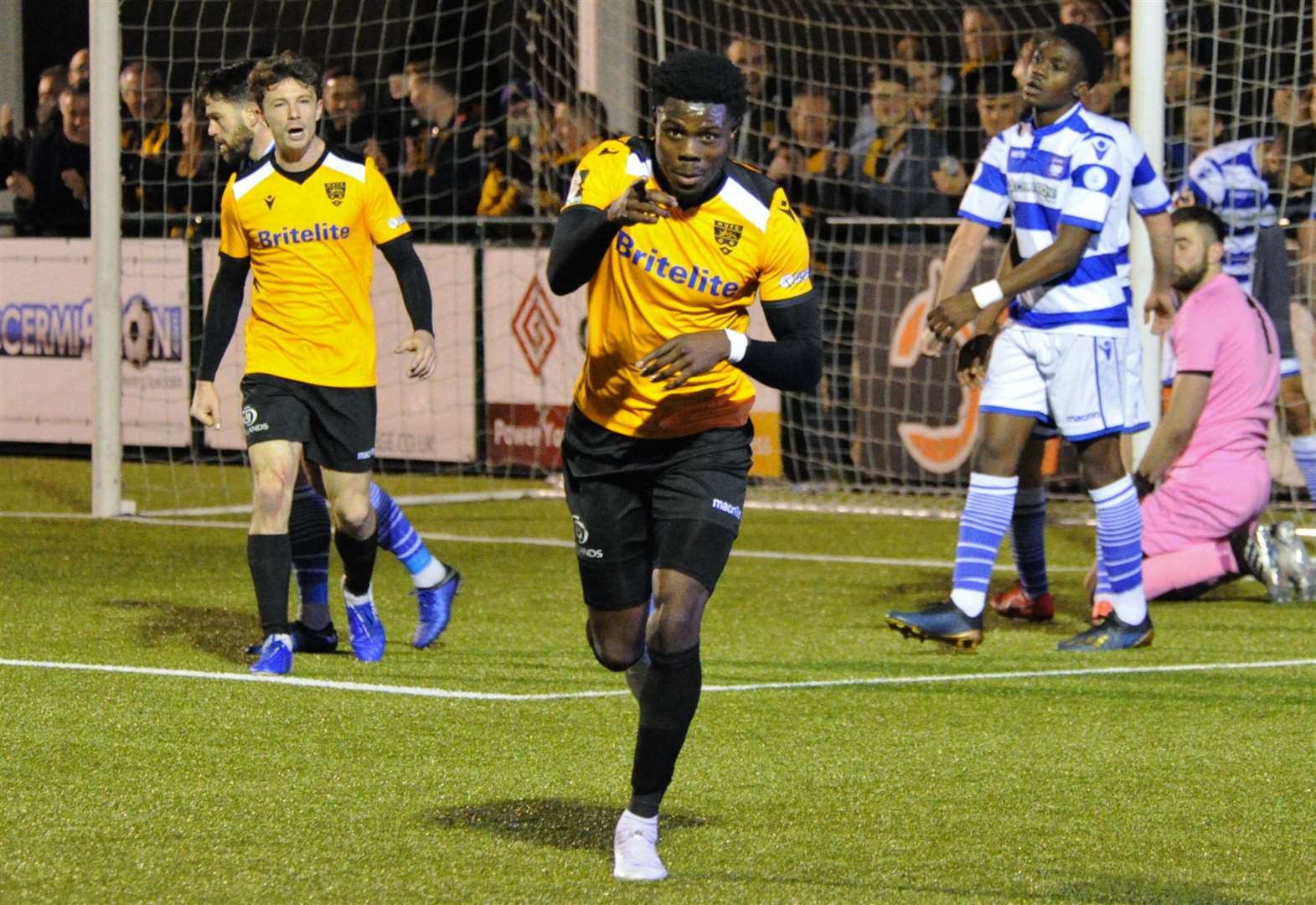 Justin Amaluzor celebrates a goal against Oxford City Picture: Steve Terrell