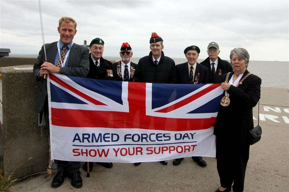 Flag raising at Beach Street, Sheerness, ahead of Armed Forces' Day