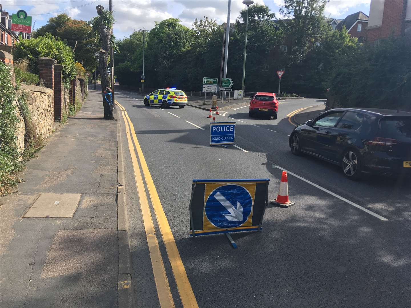 Kent Police closed off Loose Road, Maidstone, after a pedestrian was hit by a lorry