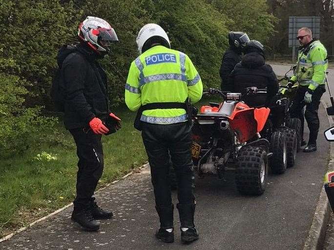Police stop a quad bike rider. Picture: Kent Police