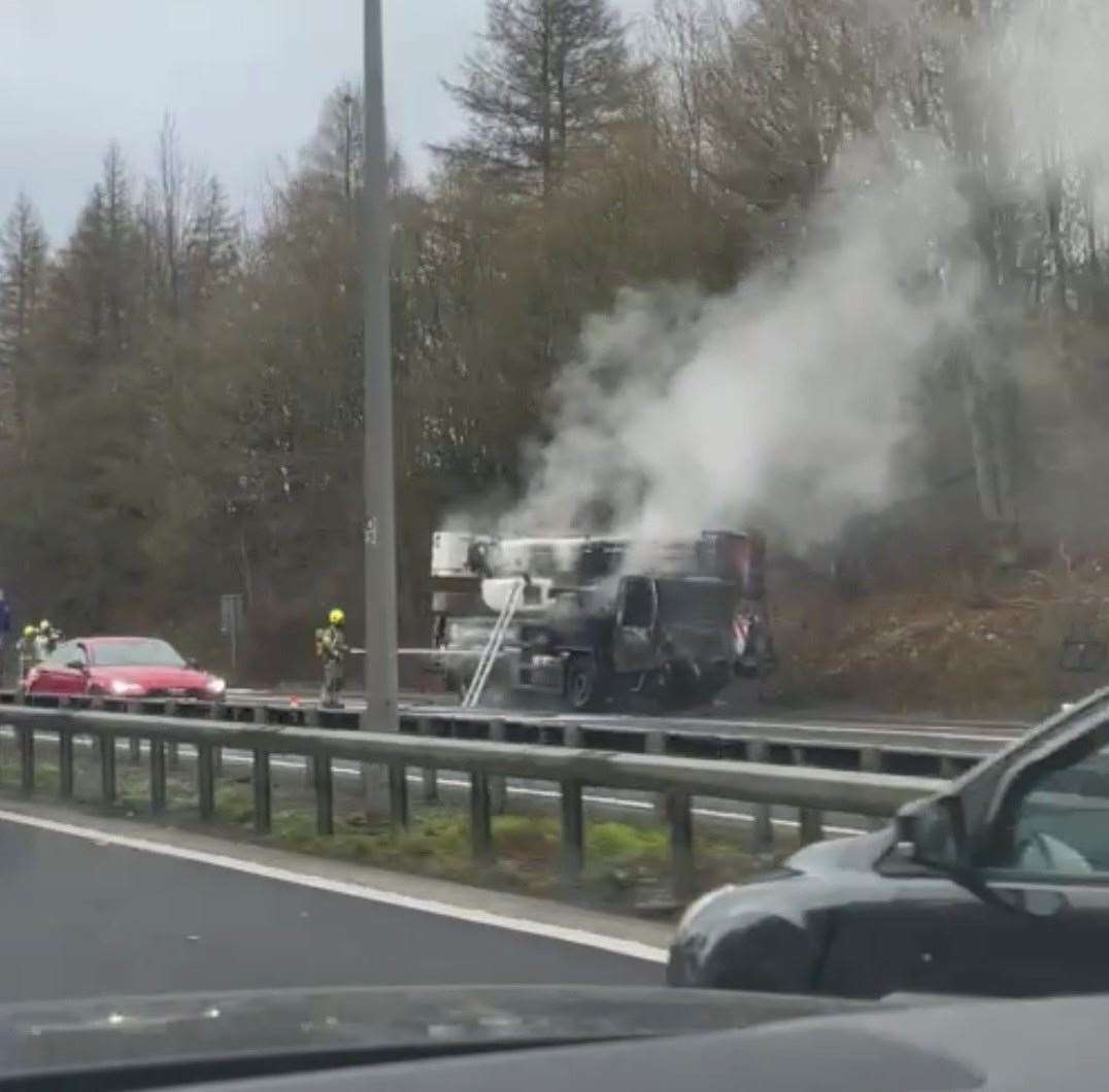 Fire crews were on the scene of a vehicle fire on the M20