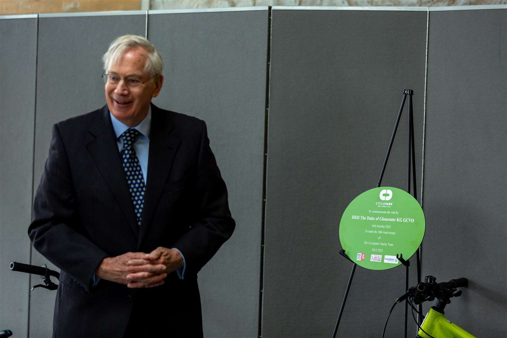 Duke of Gloucester with commemorative Cyclopark plaque. Picture: Cyclopark