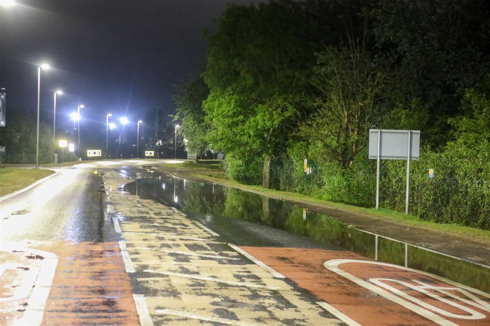 Water has pooled on surrounding roads from heavy rains.  Photo: UKNIP