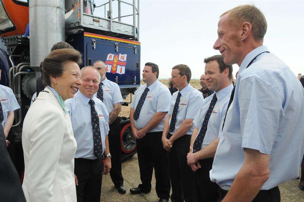 The Princess Royal chatting with the RNLI crew