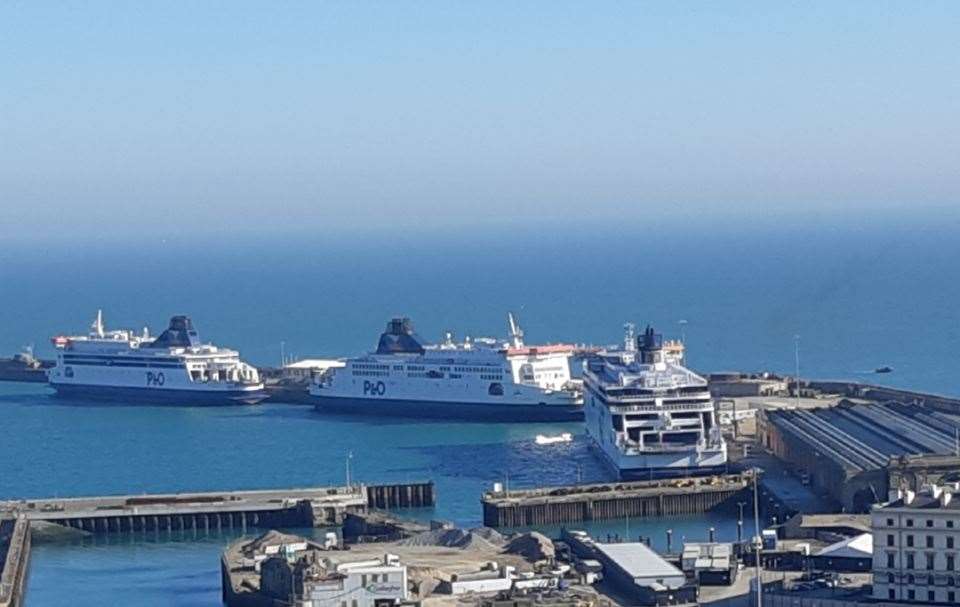 P&O ship docked in Dover harbour immediately after the sackings were announced, March 2022