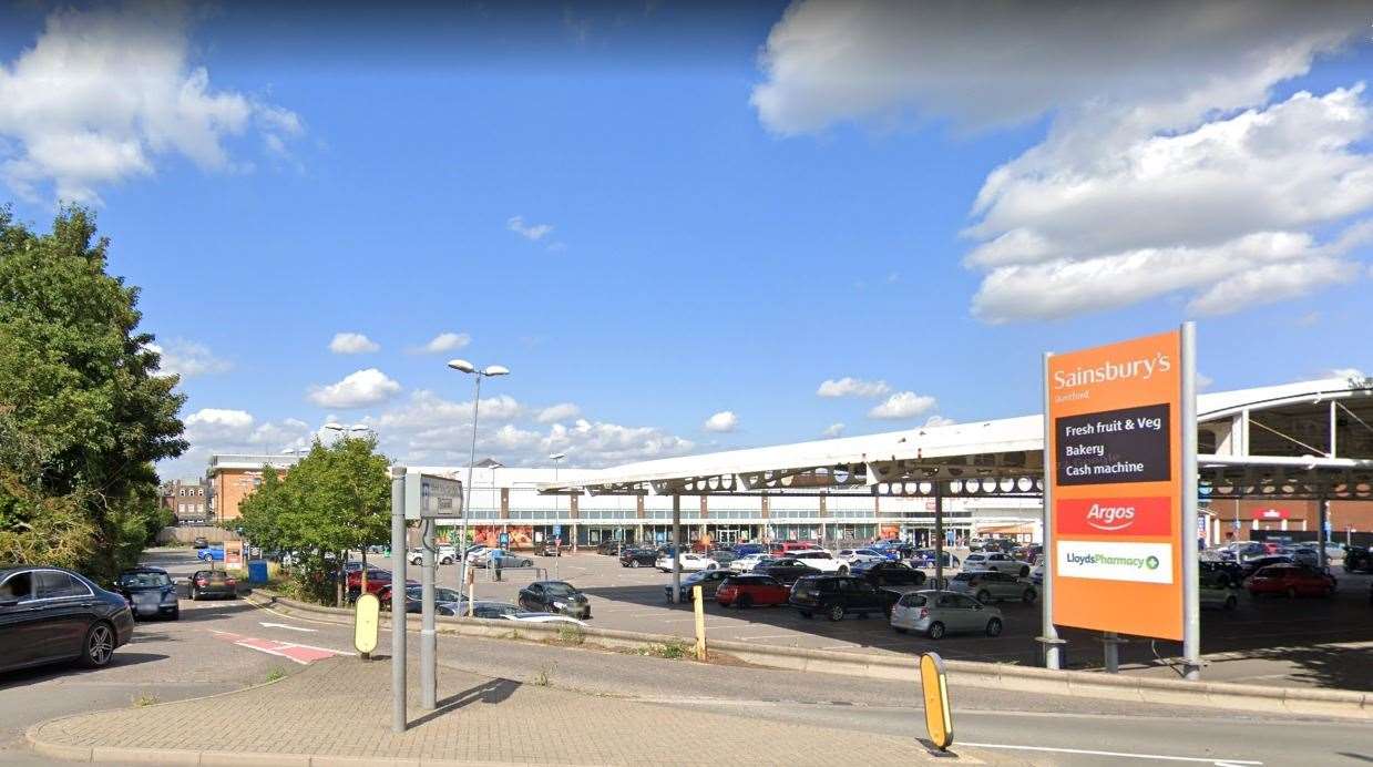 The collision happened in Sainsbury's car park in Dartford. Image from Google maps