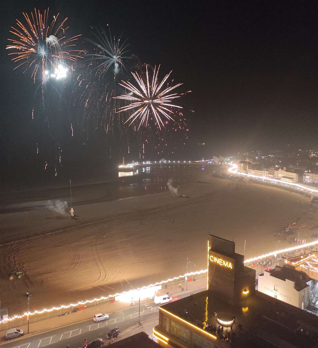 Huge firework displays were set off for the filming of Empire of Light. Picture: Jamie Shaw