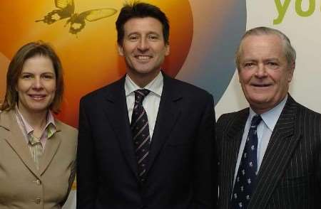 Lord Coe with Claire Coday, chief executive of Business Link Kent, and Mike Hill, a KCC member who will be deeply involved in Kent's planning for the Games. Picture: ANDY PAYTON