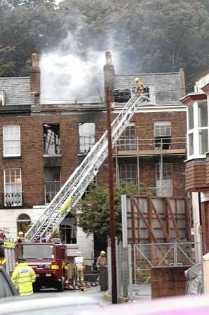 Firefighters tackle the blaze at London Road in Dover